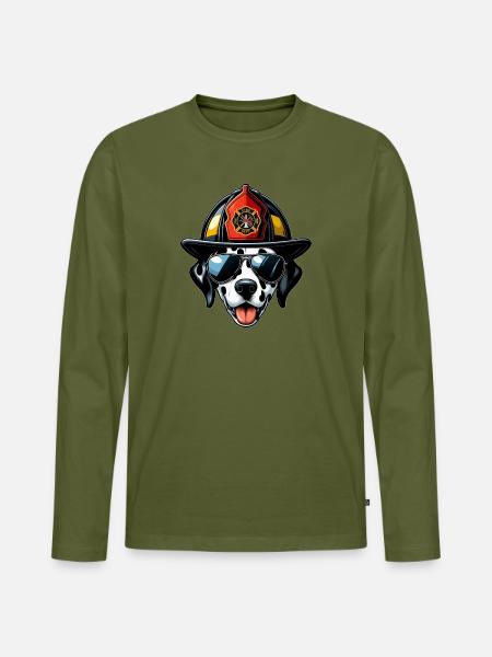 Dalmatiens des pompiers - T-shirt manches longues Premium bio Homme - kaki