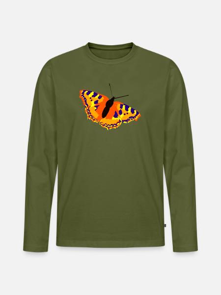butterfly - Men's Premium Organic Long Sleeve Shirt - khaki