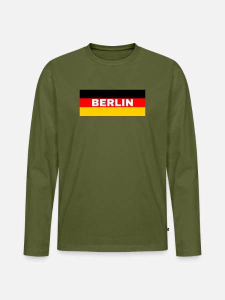 Berlin City in German Flag - Men's Premium Organic Long Sleeve Shirt - khaki