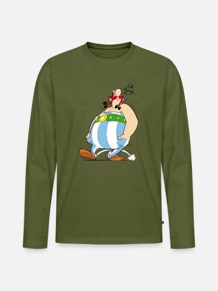 Asterix & Obelix - Obelix Sifflant - T-shirt manches longues Premium bio Homme - kaki
