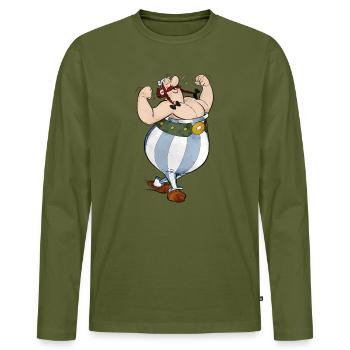 Asterix Obelix Hände In Den Taschen - Männer Premium Bio Langarmshirt - Khaki - Vorne - Nico (187cm)
