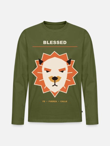 Straßengeometrischer Löwe - Männer Premium Bio Langarmshirt - Khaki