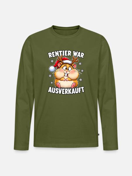 Rentier War Ausverkauft Hamster - Männer Premium Bio Langarmshirt - Khaki