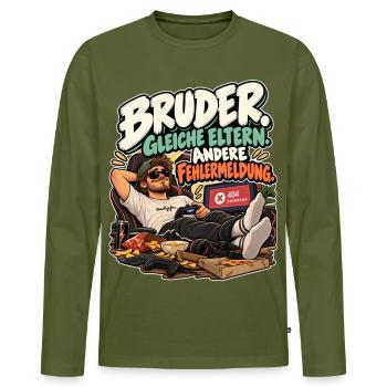 Bruder 404 Fehlermeldung - Männer Premium Bio Langarmshirt - Khaki - Vorne - Nico (187cm)
