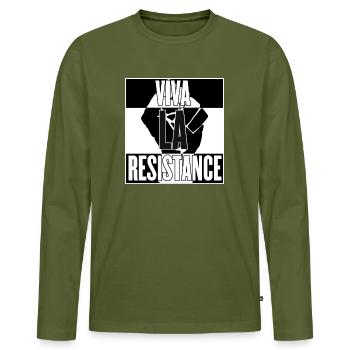 Viva La Resistance (Version 2) - Männer Premium Bio Langarmshirt - Khaki - Vorne - Nico (187cm)