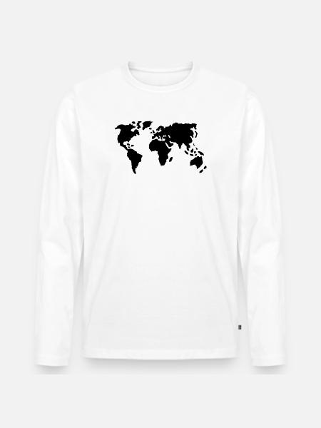 Welt - Männer Premium Bio Langarmshirt - Weiß