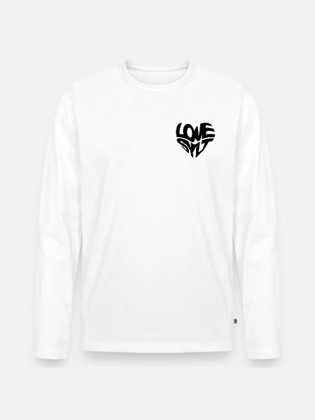 LOVE SYLT HERZ - Männer Premium Bio Langarmshirt - Weiß