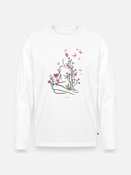 Skin-flowered - Men's Premium Organic Long Sleeve Shirt - white