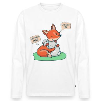 Da wo sich Fuchs und Hase 'Gute Nacht' sagen - Männer Premium Bio Langarmshirt - Weiß - Vorne - Nico (187cm)