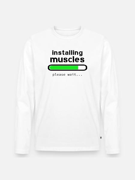 Installing muscles - T-shirt manches longues Premium bio Homme - blanc