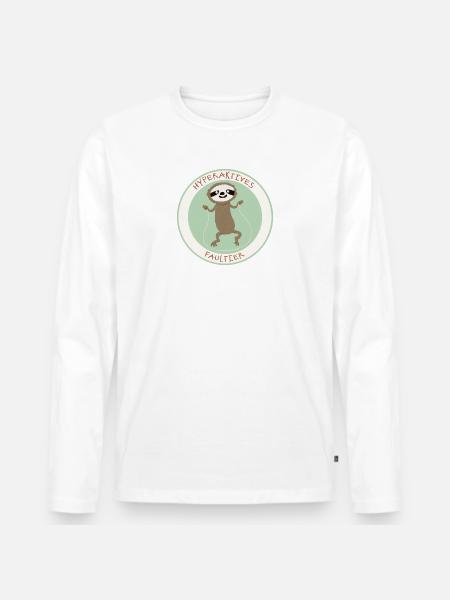hyperaktiv Faultier - Männer Premium Bio Langarmshirt - Weiß