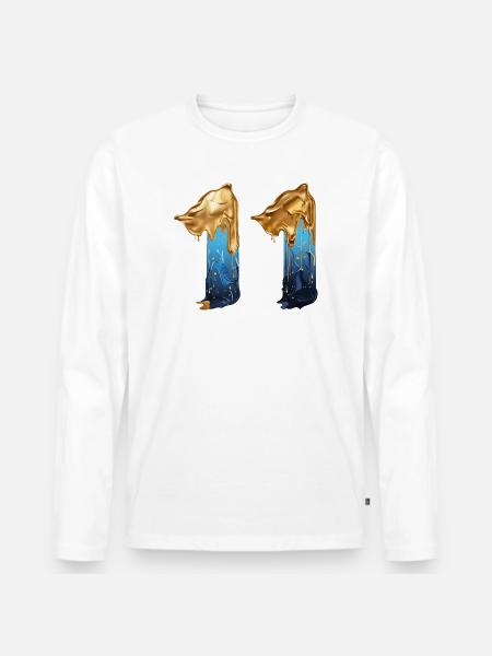 NEJ. 11 NUMMER 11 SEJ 11 ÅRS FØDSELSDAG - Premium økologisk langærmet T-shirt til mænd - hvid