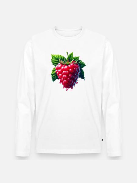 Runny leafy raspberry - Men's Premium Organic Long Sleeve Shirt - white