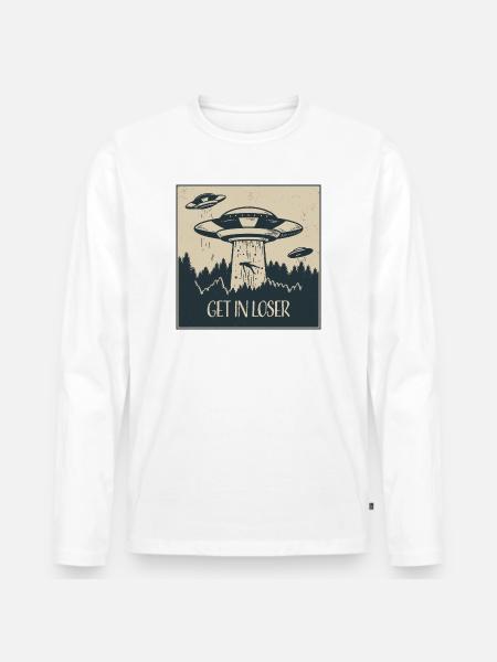 Extraterrestrial UFO Funny Space Gift - Men's Premium Organic Long Sleeve Shirt - white