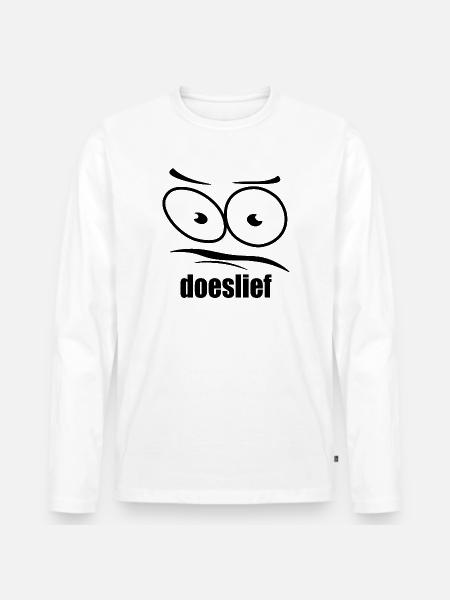 doeslief flehende Augen mit Fragezeichen-Blick - Männer Premium Bio Langarmshirt - Weiß