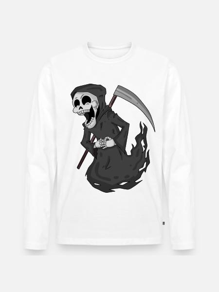 Grim Reaper laughs funny - Men's Premium Organic Long Sleeve Shirt - white