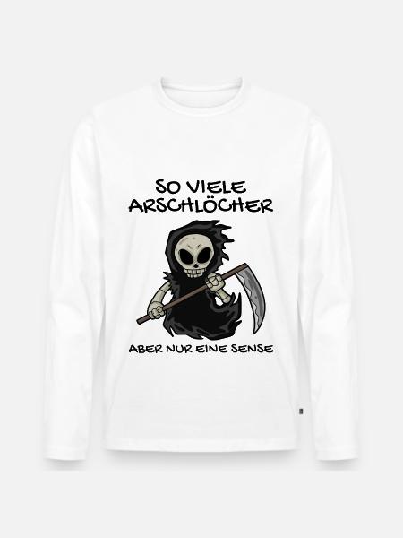 Sensenmann - Männer Premium Bio Langarmshirt - Weiß