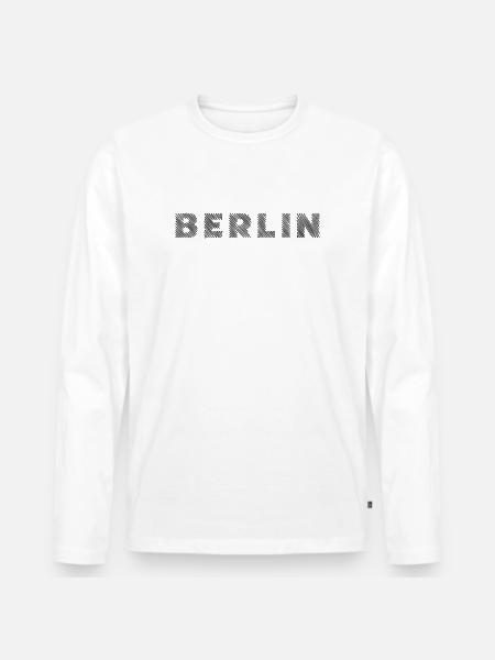 Berlin German Capital Hatching Letter - Men's Premium Organic Long Sleeve Shirt - white