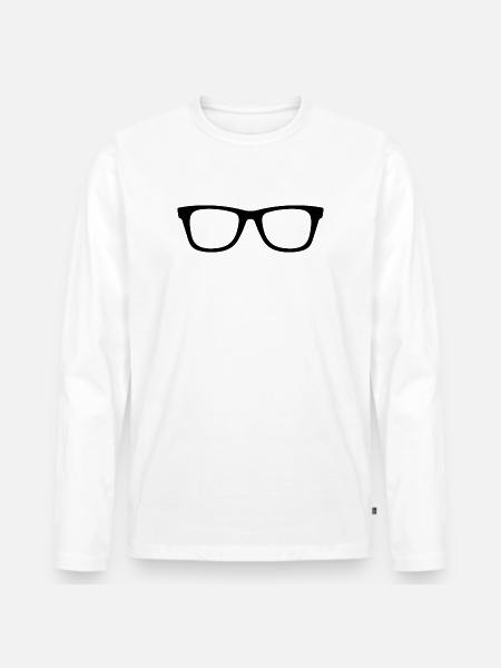 Lunettes - T-shirt manches longues Premium bio Homme - blanc