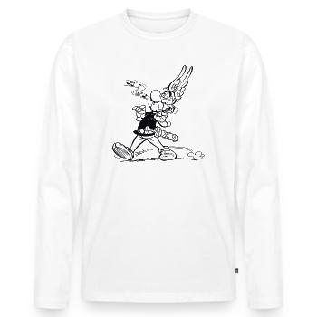 Asterix & Obelix - Asterix singt - Männer Premium Bio Langarmshirt - Weiß - Vorne - Nico (187cm)