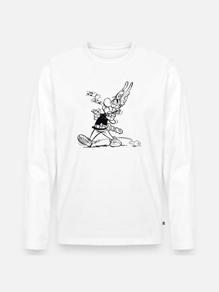 Asterix & Obelix - Asterix singt - Männer Premium Bio Langarmshirt - Weiß