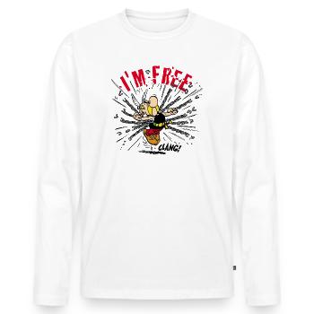 Asterix & Obelix - Asterix 'I'm Free' - Männer Premium Bio Langarmshirt - Weiß - Vorne - Nico (187cm)