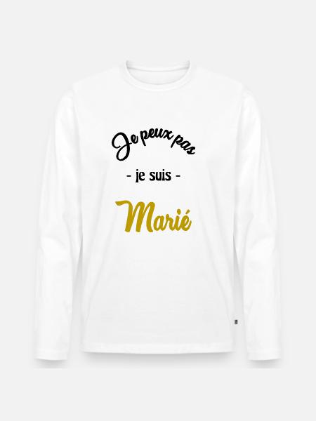 JUST MARRIED. EVJF - T-shirt manches longues Premium bio Homme - blanc
