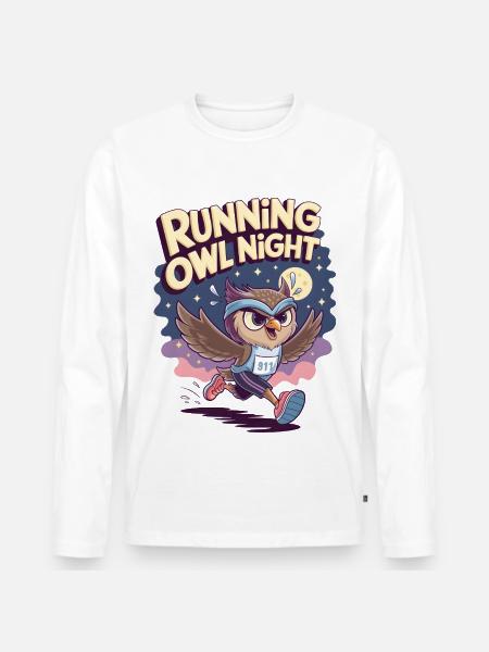 Running Owl Night - Men's Premium Organic Long Sleeve Shirt - white