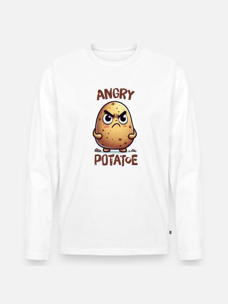 Angry Potatoe - Männer Premium Bio Langarmshirt - Weiß