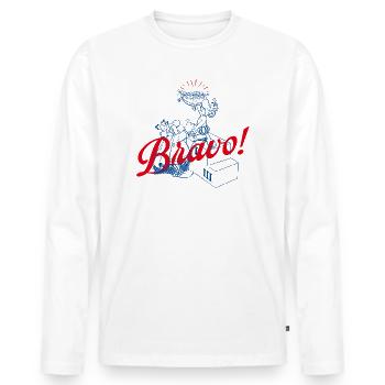 Asterix & Obelix Bravo! Charakterdesign - Männer Premium Bio Langarmshirt - Weiß - Vorne - Nico (187cm)