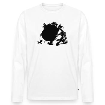 Asterix & Obelix mit Idefix Schatten - Männer Premium Bio Langarmshirt - Weiß - Vorne - Nico (187cm)
