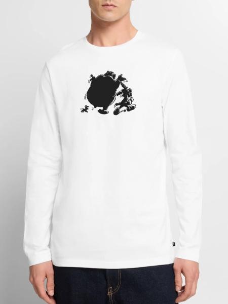 Asterix & Obelix mit Idefix Schatten - Männer Premium Bio Langarmshirt - Weiß - Vorne - Nico (187cm)