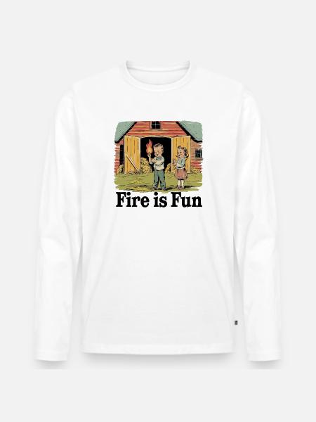 Fire is fun - Männer Premium Bio Langarmshirt - Weiß