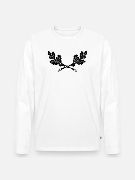 Eiche Logo Jäger 2 - Männer Premium Bio Langarmshirt - Weiß