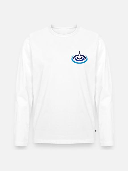 Wassertropfen Logo - Männer Premium Bio Langarmshirt - Weiß