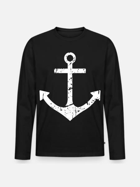 anchor - Men's Premium Organic Long Sleeve Shirt - black