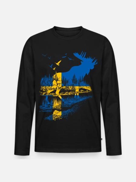 SWEDEN MOOSE - Men's Premium Organic Long Sleeve Shirt - black