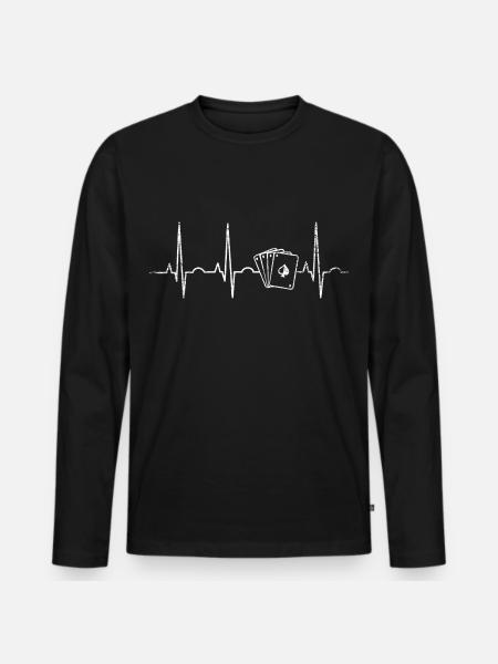 Raffinierter Doppelkopf Kartenrunde - Männer Premium Bio Langarmshirt - Schwarz