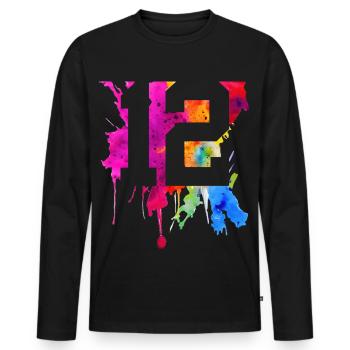 12 ANS 12E ANNIVERSAIRE - T-shirt manches longues Premium bio Homme - noir - Devant - Nico (187cm)