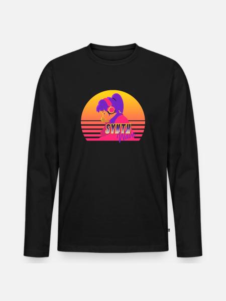 Synthwave Girl - Men's Premium Organic Long Sleeve Shirt - black