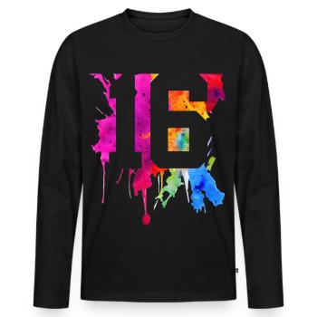 16 JAHRE 16. GEBURTSTAG - Männer Premium Bio Langarmshirt - Schwarz - Vorne - Nico (187cm)