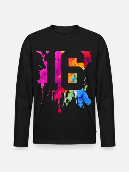 16 YEARS 16TH BIRTHDAY - Men's Premium Organic Long Sleeve Shirt - black