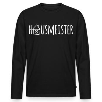 Hausmeister - Männer Premium Bio Langarmshirt - Schwarz - Vorne - Nico (187cm)