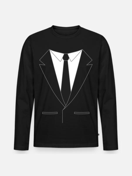Anzug mit Krawatte - Männer Premium Bio Langarmshirt - Schwarz