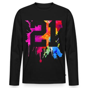 21 ANS 21E ANNIVERSAIRE - T-shirt manches longues Premium bio Homme - noir - Devant - Nico (187cm)