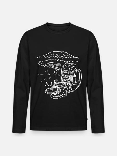 Majestätischer Kilimanjaro Gipfelsturm - Männer Premium Bio Langarmshirt - Schwarz