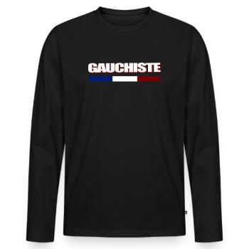 Gauchiste - T-shirt manches longues Premium bio Homme - noir - Devant - Nico (187cm)