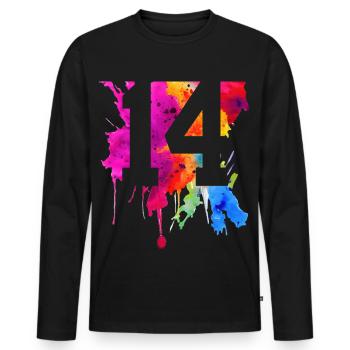 14 JAHRE 14. GEBURTSTAG - Männer Premium Bio Langarmshirt - Schwarz - Vorne - Nico (187cm)