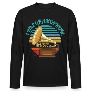 ICH MAG GRAMMOPHONMUSIK - Männer Premium Bio Langarmshirt - Schwarz - Vorne - Nico (187cm)