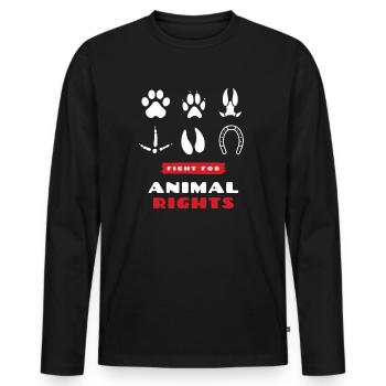 droits des animaux - T-shirt manches longues Premium bio Homme - noir - Devant - Nico (187cm)